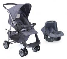 Carrinho de Bebê Rio Plus Reversível + Cadeira Carro Touring Evolution SE Cinza - Código 10400